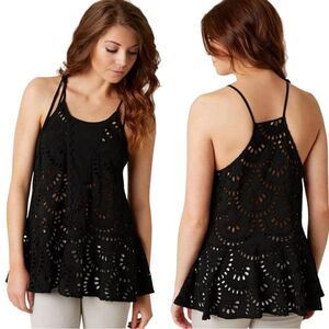 Free People Intimately Starry Eyelet black boho tank top - Size XS